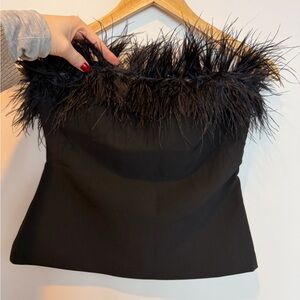 Black Feather Trim Top